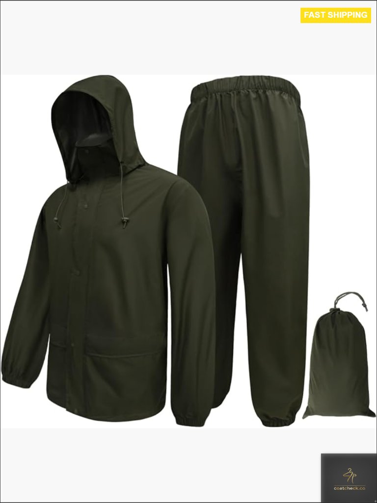 Waterproof Rain Suit Jacket And Pants Set Lightweight Breathable Hooded Outdoor